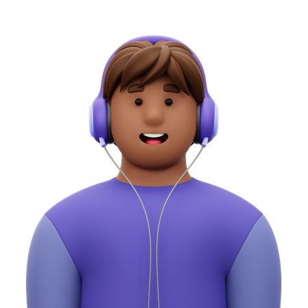 Hombre con auriculares  3D Icon