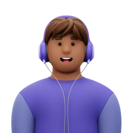 Hombre con auriculares  3D Icon