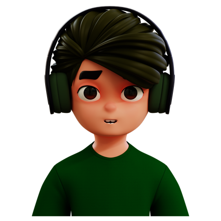 Avatar masculino con auriculares  3D Icon