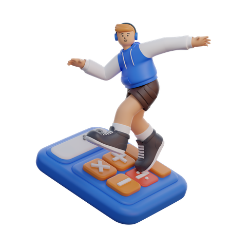 Hombre con calculadora  3D Illustration