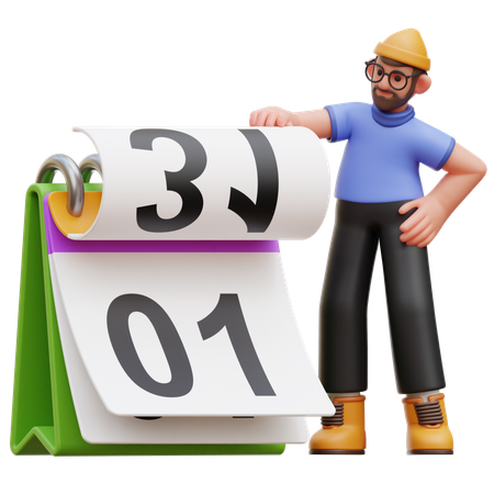 Hombre con calendario  3D Illustration