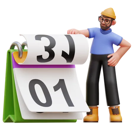 Hombre con calendario  3D Illustration