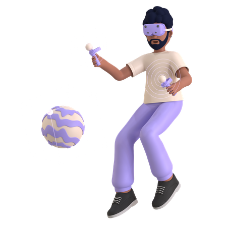 Hombre con controlador metaverso  3D Illustration