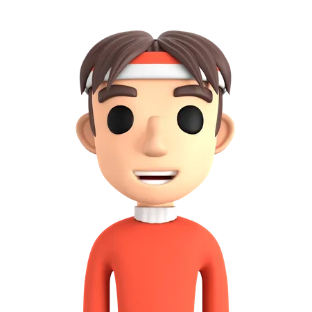 Hombre con diadema y suéter rojo  3D Illustration