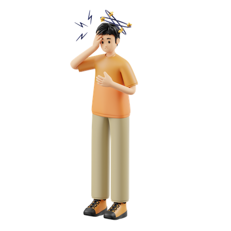 Hombre teniendo dolor de cabeza  3D Illustration