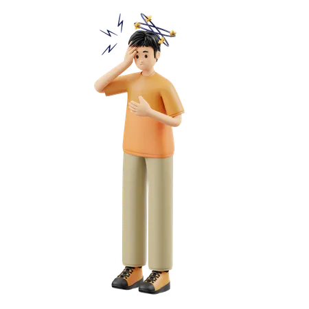 Hombre teniendo dolor de cabeza  3D Illustration