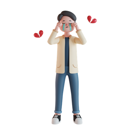 Hombre con el corazón roto  3D Illustration
