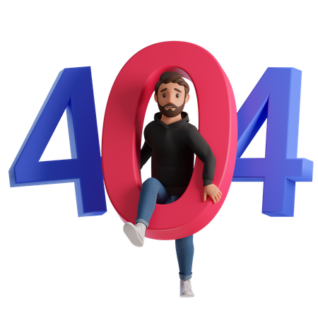 Hombre con error 404  3D Illustration