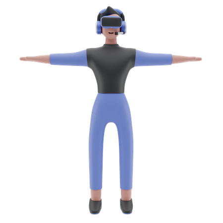 Hombre con gafas vr  3D Illustration