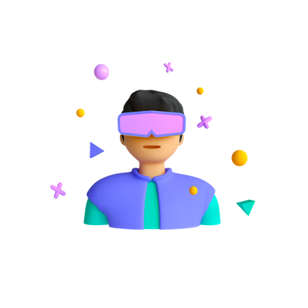 Hombre con gafas vr  3D Illustration