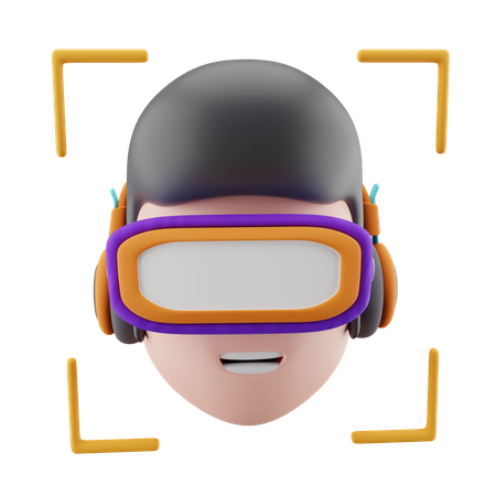 Hombre con gafas de realidad virtual  3D Illustration