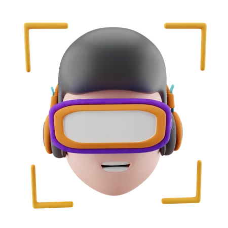 Hombre con gafas de realidad virtual  3D Illustration