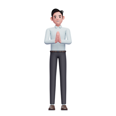 Hombre con gesto de namaste  3D Illustration