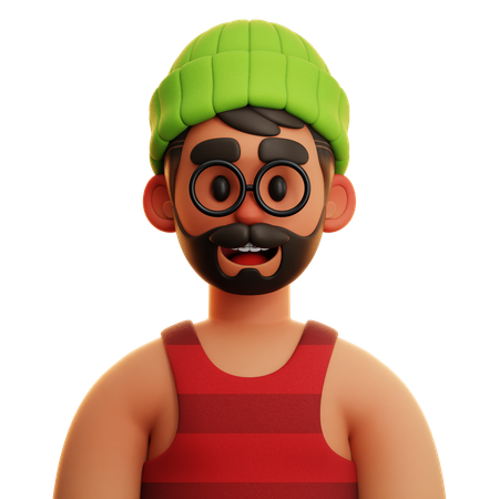 Hombre con gorro verde  3D Icon