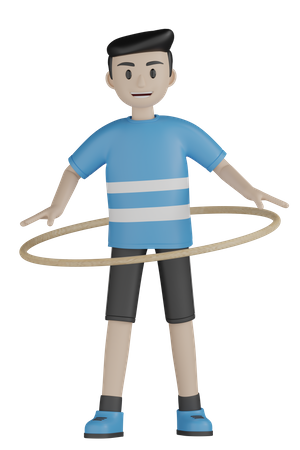 Hombre con hula-hoop  3D Illustration