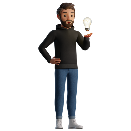 Hombre con idea de negocio  3D Illustration