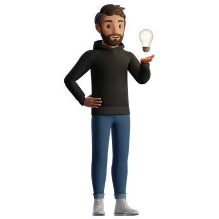 Hombre con idea de negocio  3D Illustration