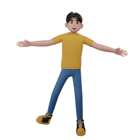 Hombre con los brazos abiertos  3D Illustration
