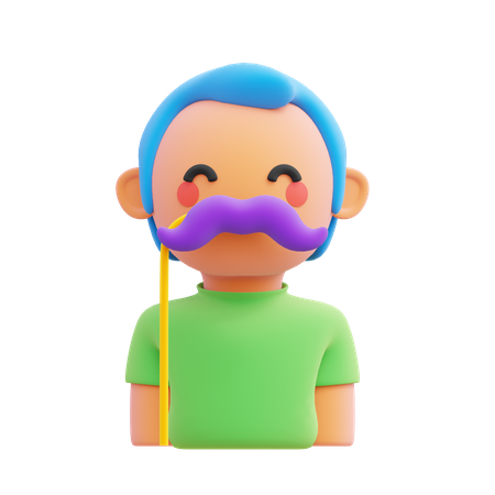 Hombre con máscara de bigote  3D Icon