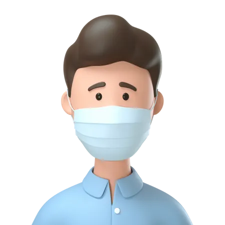 Hombre con mascarilla médica  3D Illustration