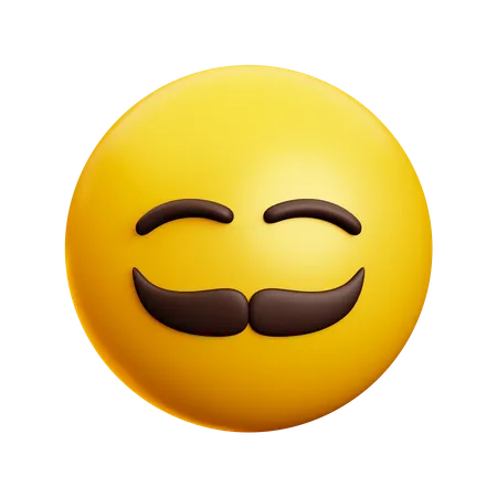 Hombre de ojos sonrientes con bigote  3D Icon