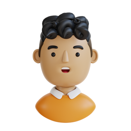 Hombre con pelo rizado  3D Icon