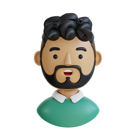 Hombre con pelo rizado  3D Icon