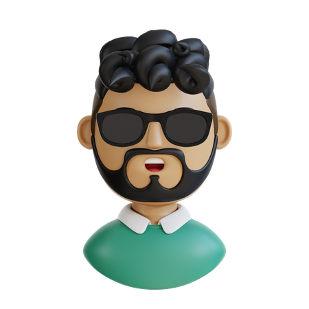 Hombre con pelo rizado  3D Icon