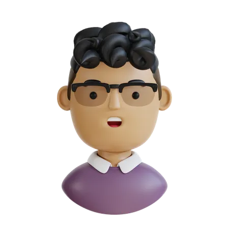 Hombre con pelo rizado  3D Icon