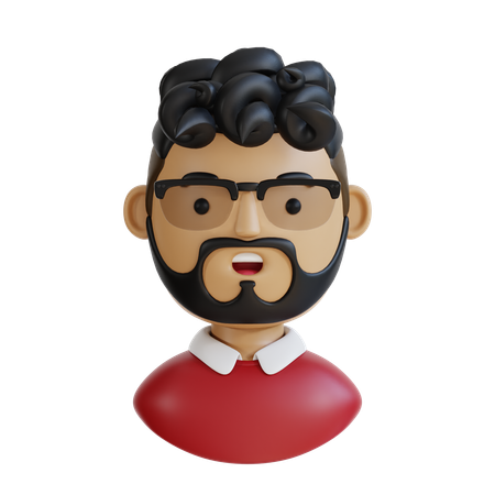 Hombre con pelo rizado  3D Icon