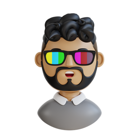 Hombre con pelo rizado  3D Icon