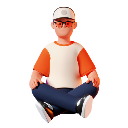 Hombre con pose de meditación  3D Illustration