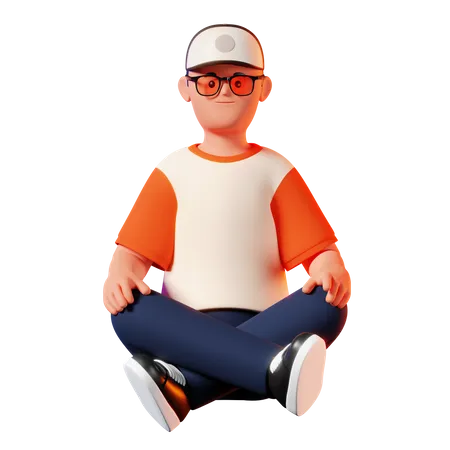 Hombre con pose de meditación  3D Illustration