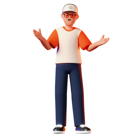 Hombre con una pose sorprendida  3D Illustration
