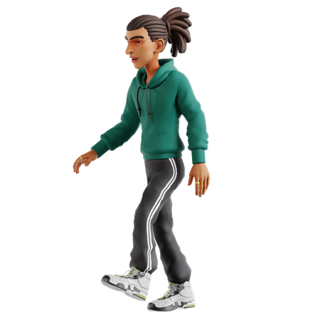 Hombre con rastas caminando afuera  3D Illustration