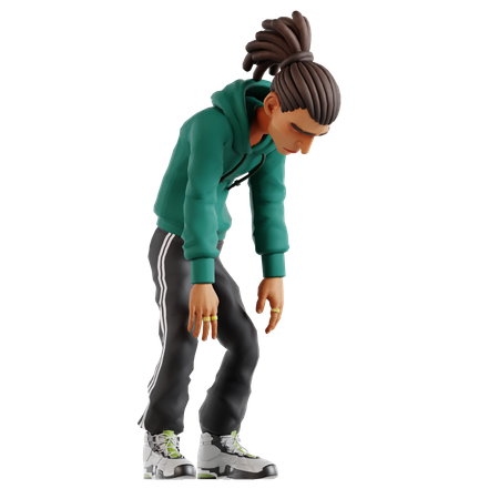 Hombre con rastas haciendo pose de cansancio  3D Illustration