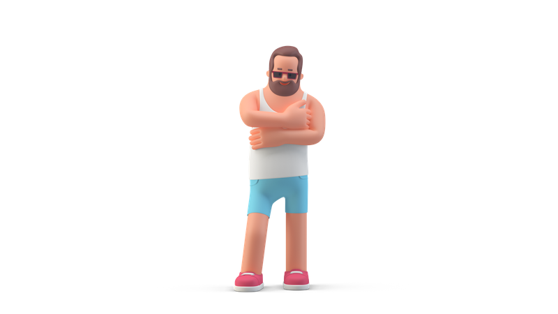 Hombre con pantalones cortos  3D Illustration