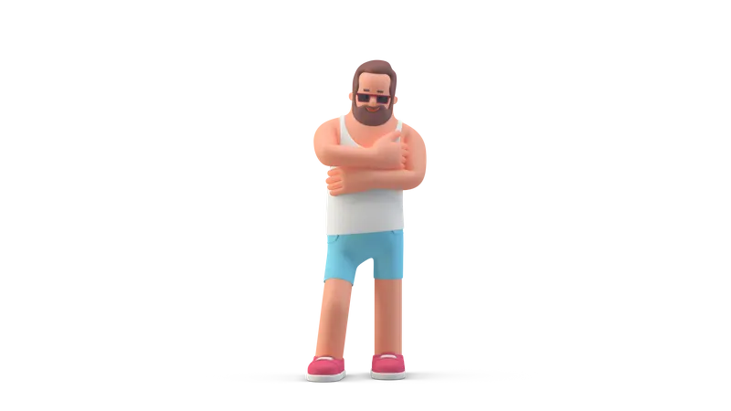 Hombre con pantalones cortos  3D Illustration