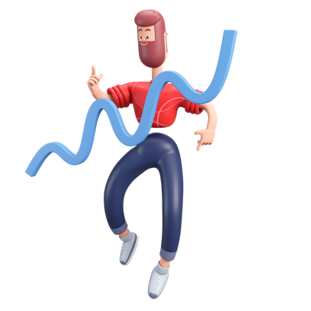 Hombre con gráfico de progreso  3D Illustration