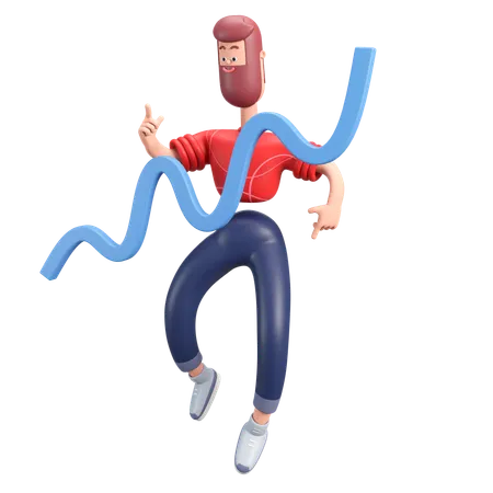 Hombre con gráfico de progreso  3D Illustration