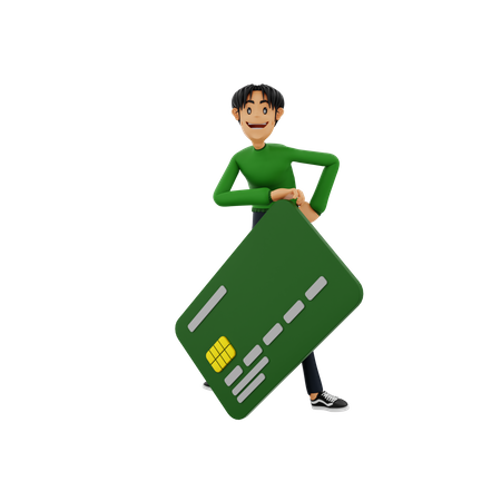 Hombre con tarjeta bancaria  3D Illustration