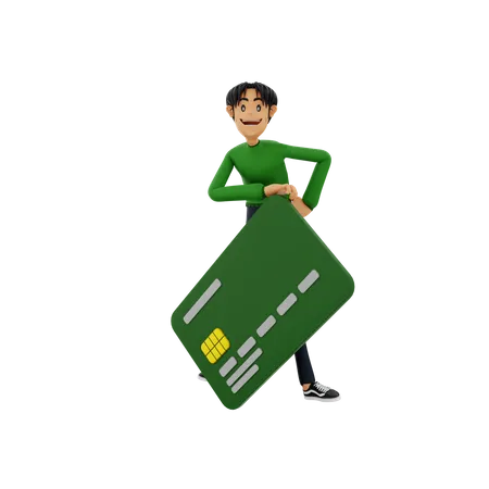 Hombre con tarjeta bancaria  3D Illustration