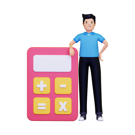 Hombre con una calculadora  3D Illustration