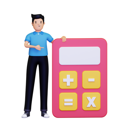 Hombre con una calculadora  3D Illustration