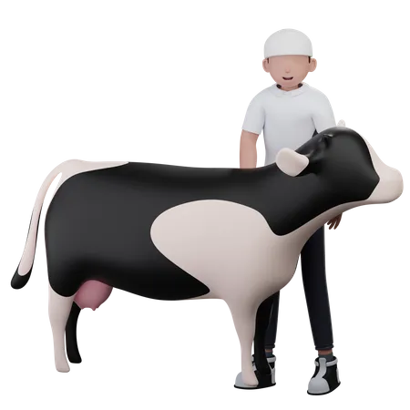 Hombre con vaca  3D Icon