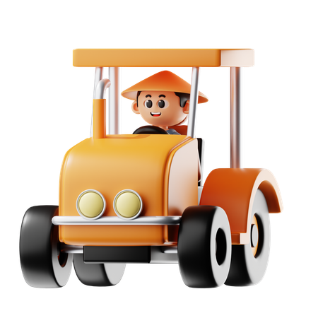 Hombre conduciendo un tractor  3D Illustration