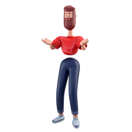 Hombre confundido  3D Illustration