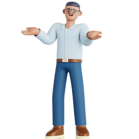 Hombre confundido  3D Illustration