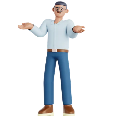 Hombre confundido  3D Illustration