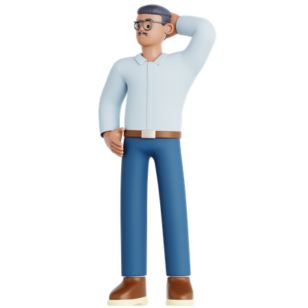 Hombre confundido  3D Illustration